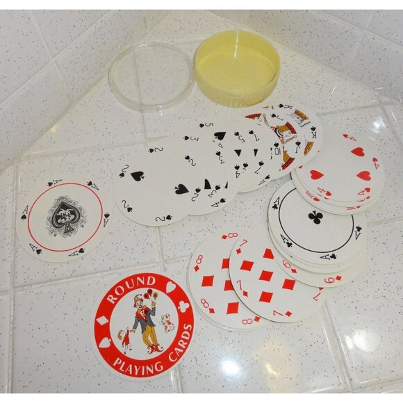 Vintage Florida Round Playing Cards in Celluloid Case souvenir full deck tiki - Picture 5 of 12